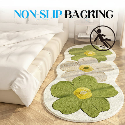 Floral Area Rug with Irregular Shape for Cozy Bedroom Comfort | Soft Non-Slip Floor Mat