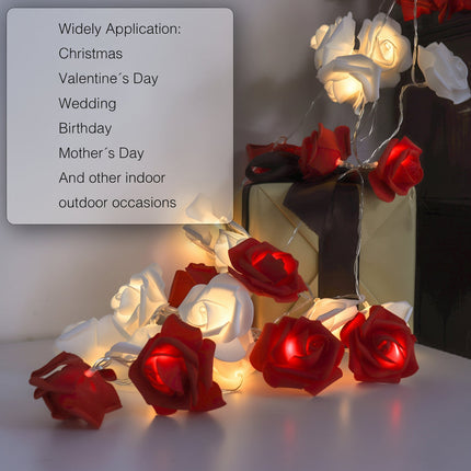Rose Flower String Lights with Battery Power | Romantic LED Decor for Valentine's Day and Cozy Celebrations
