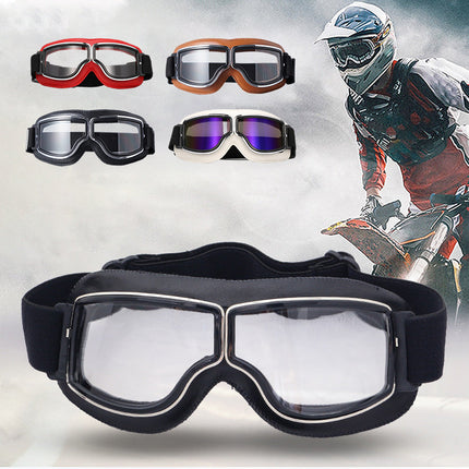 Vintage Motorcycle Goggles, Foldable Retro Bike Goggles for Cycling and Hiking