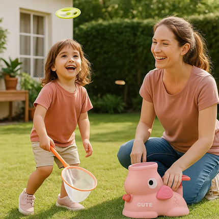 Kids Frisbee Launcher Game with Easy Press Launching | Active Play Set for Indoor and Outdoor Fun