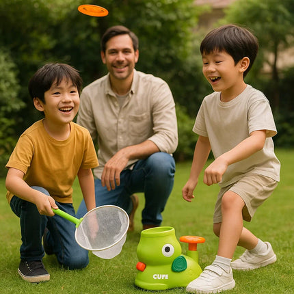 Kids Frisbee Launcher Game with Easy Press Launching | Active Play Set for Indoor and Outdoor Fun
