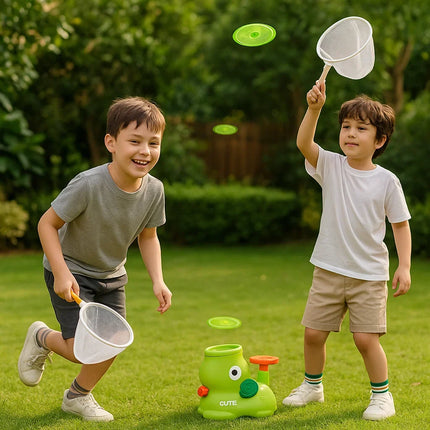 Kids Frisbee Launcher Game with Easy Press Launching | Active Play Set for Indoor and Outdoor Fun