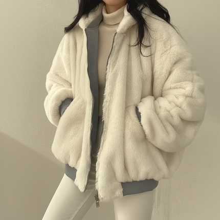 Shearling Lined Winter Jacket for Women with Zipper Closure | Lightweight Insulation for Everyday Comfort