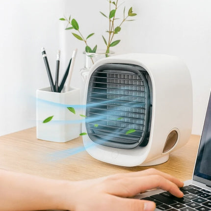 Mini USB Air Cooler Humidifier with LED Light | Compact 2-in-1 Device for Desk Comfort and Moisture