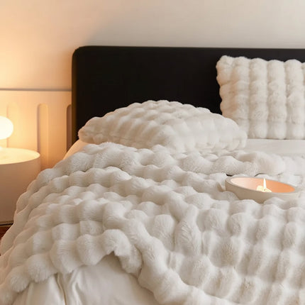 Plush Faux Fur Throw Blanket for Sofa & Bed | Ultra Soft Double Layer for Cozy Comfort