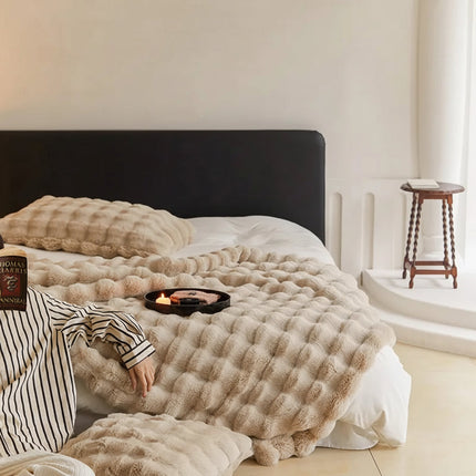 Plush Faux Fur Throw Blanket for Sofa & Bed | Ultra Soft Double Layer for Cozy Comfort