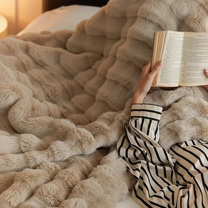 Plush Faux Fur Throw Blanket for Sofa & Bed | Ultra Soft Double Layer for Cozy Comfort