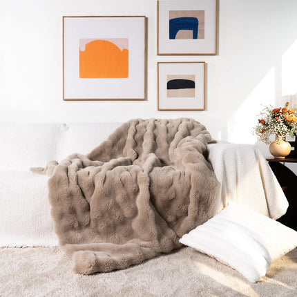 Plush Faux Fur Throw Blanket for Sofa & Bed | Ultra Soft Double Layer for Cozy Comfort