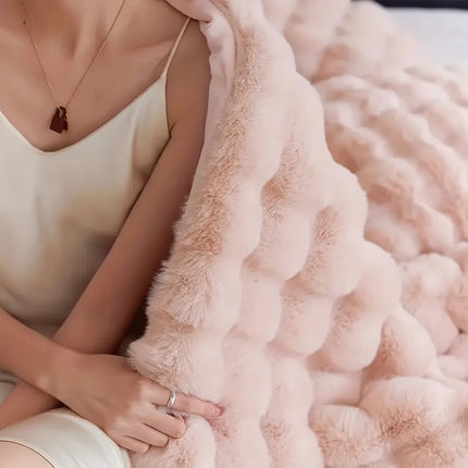 Plush Faux Fur Throw Blanket for Sofa & Bed | Ultra Soft Double Layer for Cozy Comfort