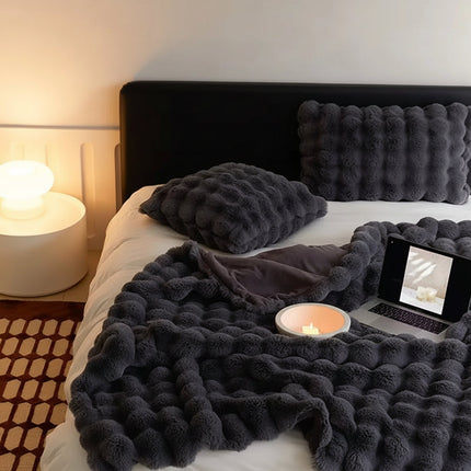 Plush Faux Fur Throw Blanket for Sofa & Bed | Ultra Soft Double Layer for Cozy Comfort