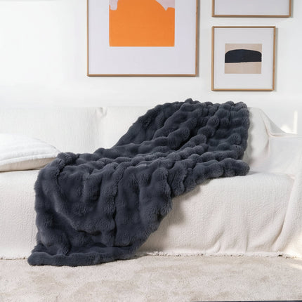 Plush Faux Fur Throw Blanket for Sofa & Bed | Ultra Soft Double Layer for Cozy Comfort