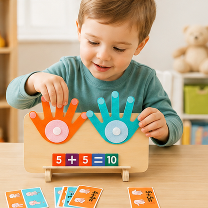 Wooden Finger Counting Game for Toddlers with Hands-On Number Practice | Interactive Math Learning Toy for Early Skills