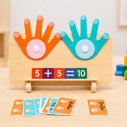 Wooden Finger Counting Game for Toddlers with Hands-On Number Practice | Interactive Math Learning Toy for Early Skills