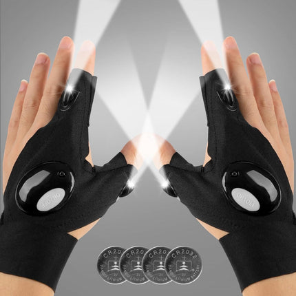 Flashlight Gloves with LED Finger Lights for Hands-Free Lighting | Ideal for DIY, Camping, and Repairs