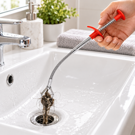 Flexible Drain Cleaning Tool with Long Handle, Shower Drain Unclogger Tool, Hair Drain Remover, Plumbing Tool for Sinks_01