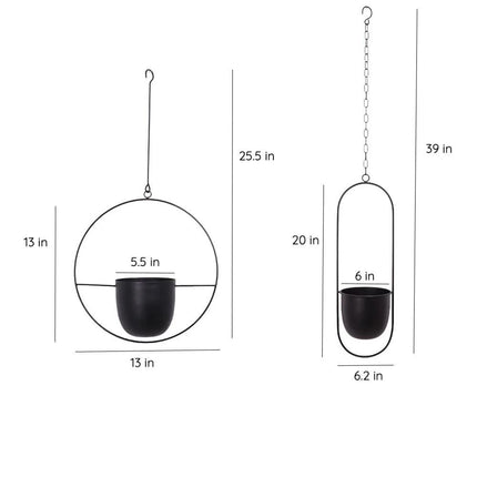 Hanging Planter with Minimalist Iron Frame | Modern Wall or Ceiling Mount for Stylish Indoor Décor