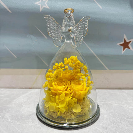 Preserved Rose Glass Dome with LED Light Display | Romantic Angel Gift for Lasting Home Decor