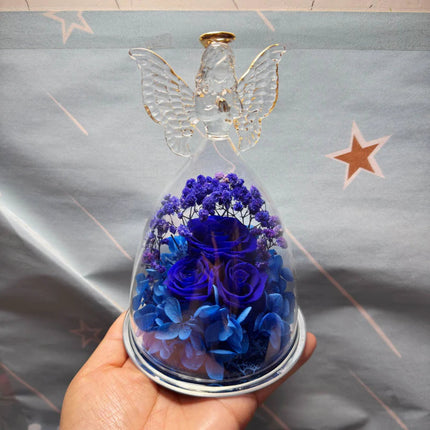 Preserved Rose Glass Dome with LED Light Display | Romantic Angel Gift for Lasting Home Decor