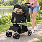 Dog Stroller with Storage Basket, Foldable Pet Stroller with Safety Belt, Lightweight Pet Pram for Walking and Travel_00