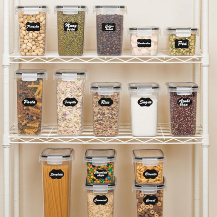 Airtight Food Storage Container Set with Stackable Design | 24-Piece Clear Kitchen Organization for Dry Goods