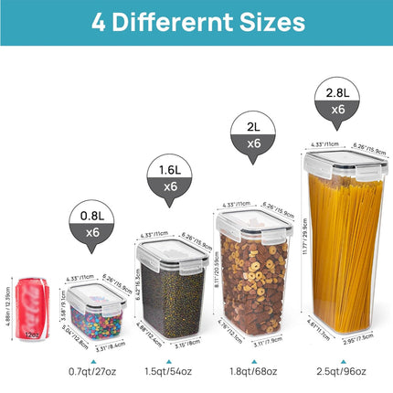 Airtight Food Storage Container Set with Stackable Design | 24-Piece Clear Kitchen Organization for Dry Goods