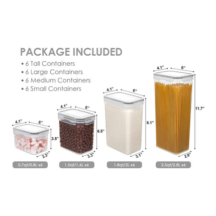 Airtight Food Storage Container Set with Stackable Design | 24-Piece Clear Kitchen Organization for Dry Goods