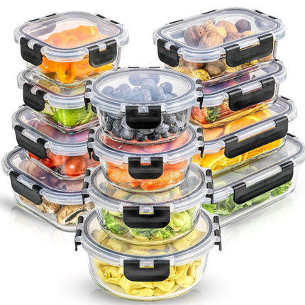 Airtight Glass Food Storage Containers Set with Leakproof Lids | Stackable Meal Prep for Freshness and Organization