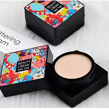 Foundation Makeup Cream Compact with Built-In Sponge Applicator | Smooth Coverage for Quick Touch-Ups