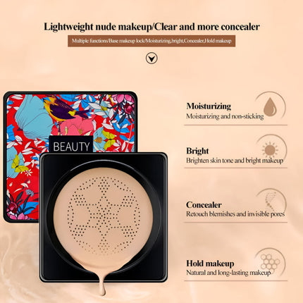 Foundation Makeup Cream Compact with Built-In Sponge Applicator | Smooth Coverage for Quick Touch-Ups