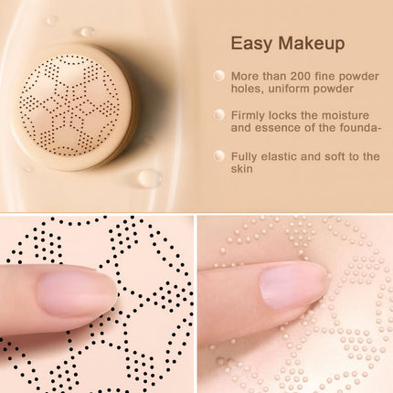 Natural Coverage Foundation Makeup Cushion Compact with Built-In Applicator | Flawless Finish for All Skin Types