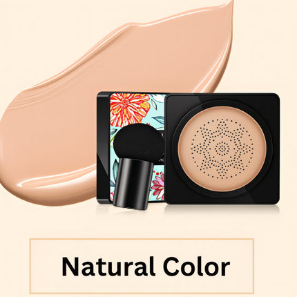 Natural Coverage Foundation Makeup Cushion Compact with Built-In Applicator | Flawless Finish for All Skin Types