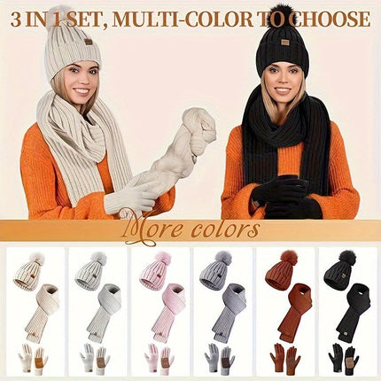 Winter Hat Scarf Gloves Set