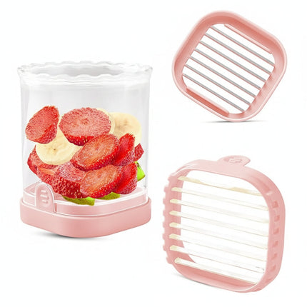 8-Blade Fruit Slicer with Removable Stainless Steel Blades | Quick Strawberry Cutting for Fruit Salads and Snacks