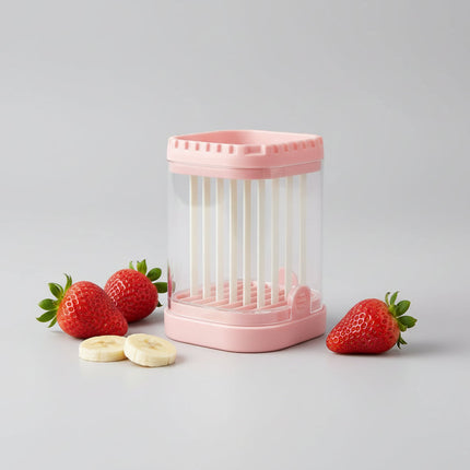 8-Blade Fruit Slicer with Removable Stainless Steel Blades | Quick Strawberry Cutting for Fruit Salads and Snacks