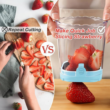 8-Blade Fruit Slicer with Removable Stainless Steel Blades | Quick Strawberry Cutting for Fruit Salads and Snacks