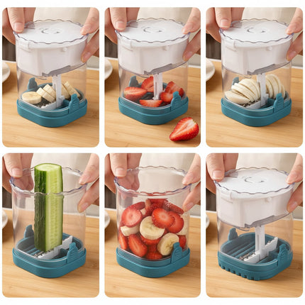 8-Blade Fruit Slicer with Removable Stainless Steel Blades | Quick Strawberry Cutting for Fruit Salads and Snacks