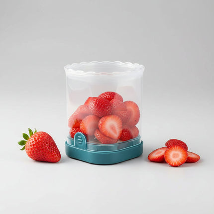 8-Blade Fruit Slicer with Removable Stainless Steel Blades | Quick Strawberry Cutting for Fruit Salads and Snacks