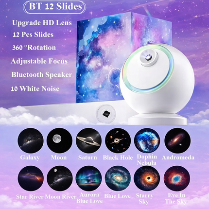 Star Projector Night Light with Bluetooth Speaker & Rotating LED | Relaxing Galaxy Atmosphere for Kids and Adults