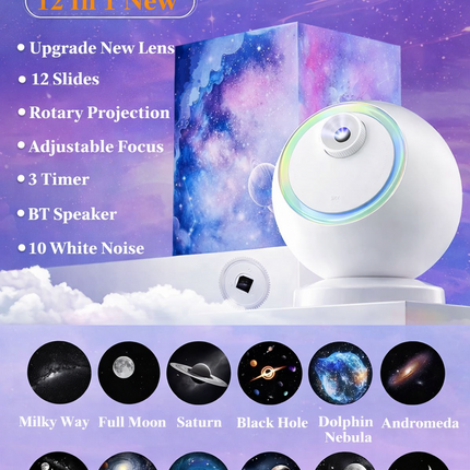 Star Projector Night Light with Bluetooth Speaker & Rotating LED | Relaxing Galaxy Atmosphere for Kids and Adults