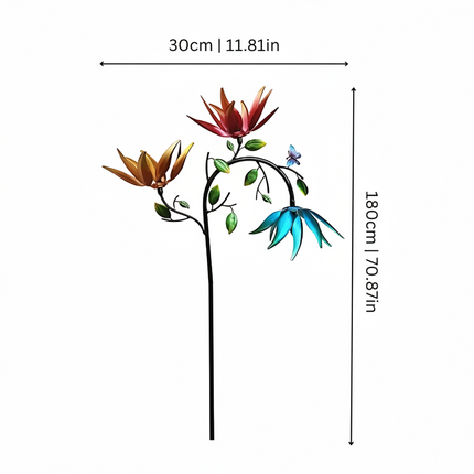 Outdoor Wind Chimes for Garden, Colorful Butterfly Wind Chime with Flower Design, Garden Wind Spinner for Patio_03