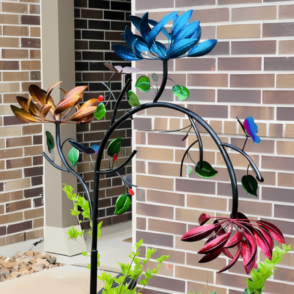 Outdoor Wind Chimes for Garden, Colorful Butterfly Wind Chime with Flower Design, Garden Wind Spinner for Patio_02