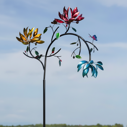 Outdoor Wind Chimes for Garden, Colorful Butterfly Wind Chime with Flower Design, Garden Wind Spinner for Patio_00