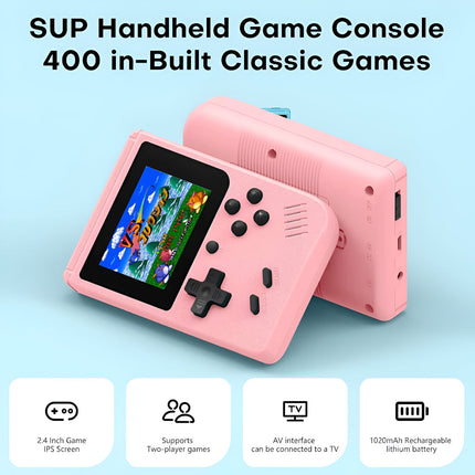 Portable Handheld Game Console with 400 Built-In Classic Games | Rechargeable Gaming for Home and Travel