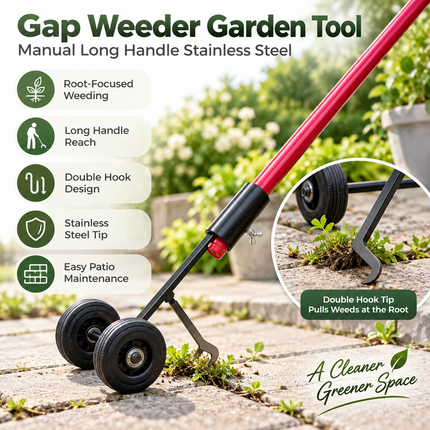 Weeding Tool with Long Handle, Crack Weeder for Patio and Paving Stones, Stainless Steel Weed Remover Tool for Gaps_03