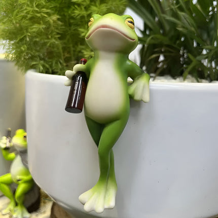 Frog Plant Pot Edge Hanging Ornament with Fun Resin Design | Playful Decor for Indoor & Outdoor Planters