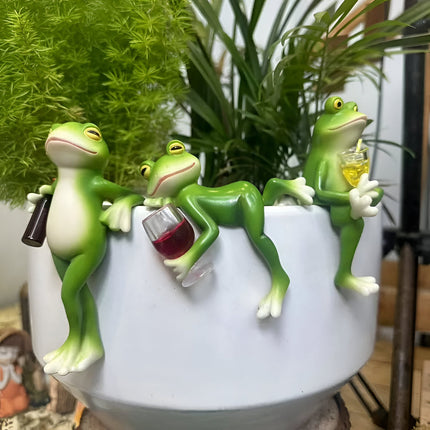 Frog Plant Pot Edge Hanging Ornament with Fun Resin Design | Playful Decor for Indoor & Outdoor Planters