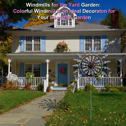 Metal Wind Spinner Garden Decor with Reflective Finish | Wind-Powered Lawn Art for Modern Outdoor Spaces