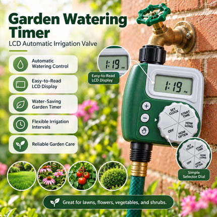 Sprinkler Timer, Automatic Garden Hose Timer with LCD Display, Programmable Irrigation Valve for Lawn and Garden_03