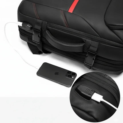Expandable Travel Backpack with 4.3 Inch Expansion and USB Charging Port, Padded Laptop Bag for Work and Trips