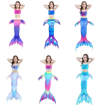 Girls Mermaid Swimsuit Set with Swim Tail Design | Fun Three-Piece Costume for Beach and Dress-Up Play
